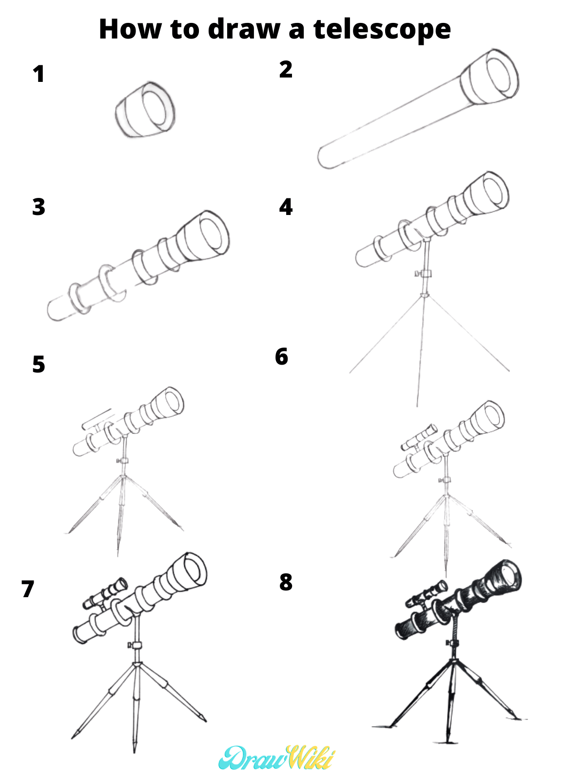 How to draw a telescope easy step by step guide