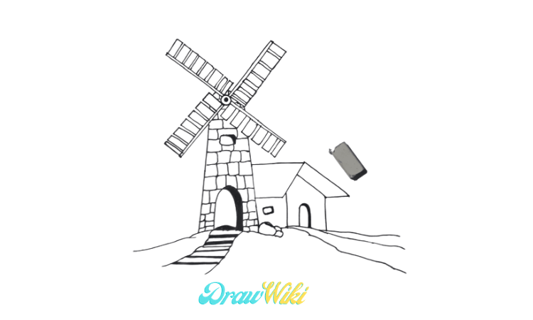 How To Draw a Windmill Step 14