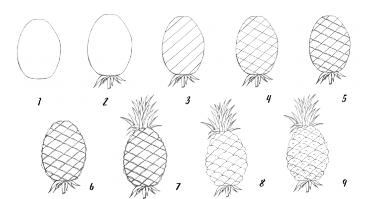 How to draw a pineapple