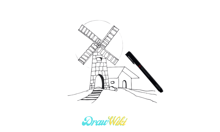 How To Draw a Windmill Step 13