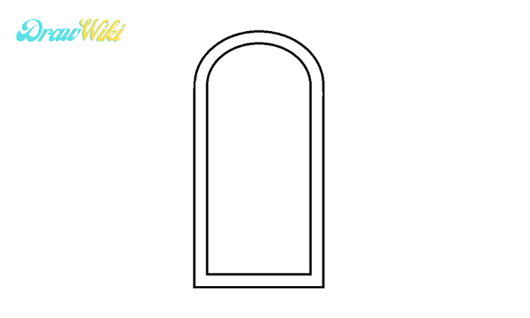 How to draw a round Closed-door step2