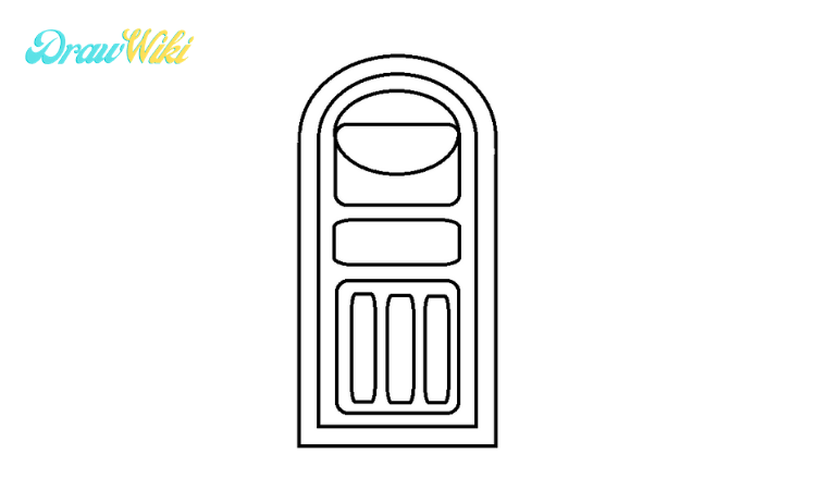 How to draw a round Closed-door step3