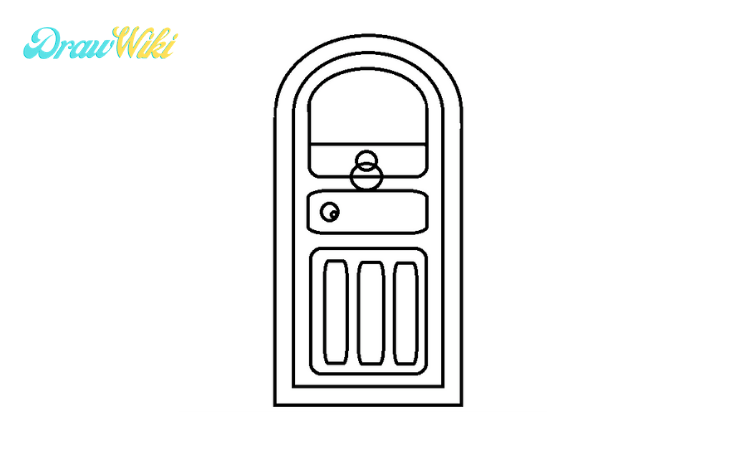 How to draw a round Closed-door step4