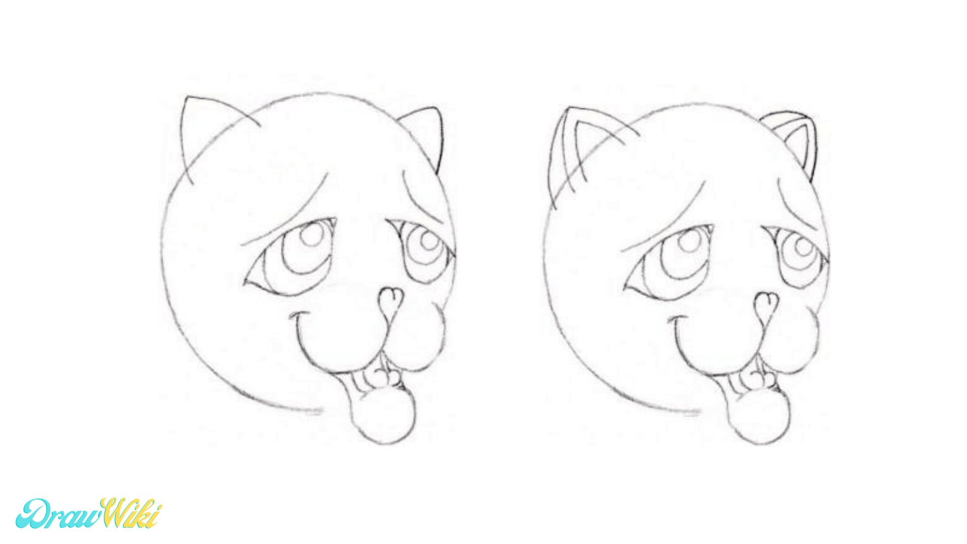 Step 5: Draw The Kittens Cartoon Ears