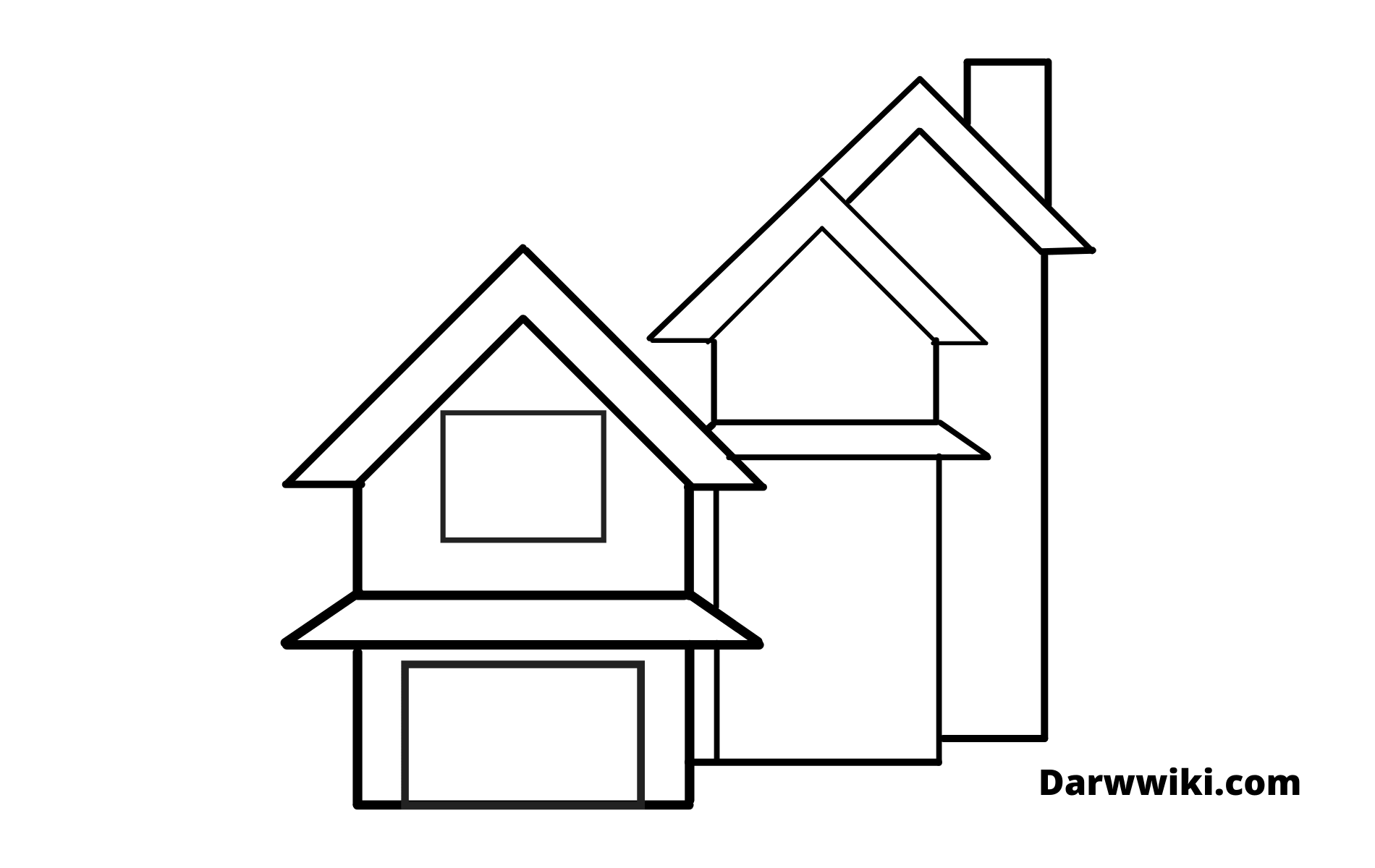 How To Draw House Step 6 - Draw the Chimney and Wall Outline