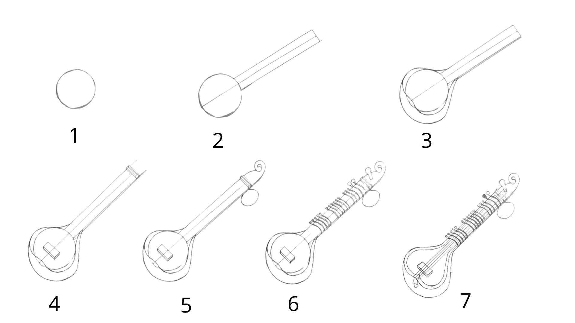 How to draw sitar easily