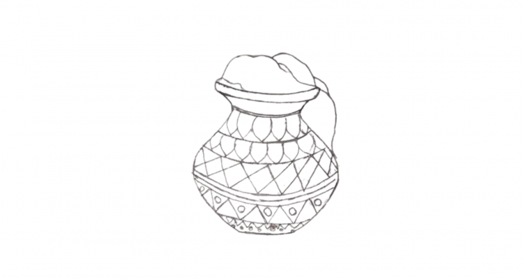 Pongal pot drawing step 7