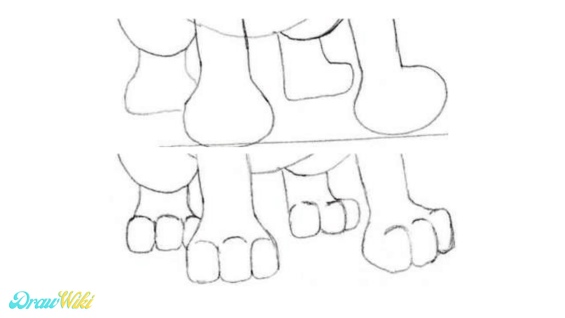 Step 7: Draw The Kittens Cartoon Feet Details