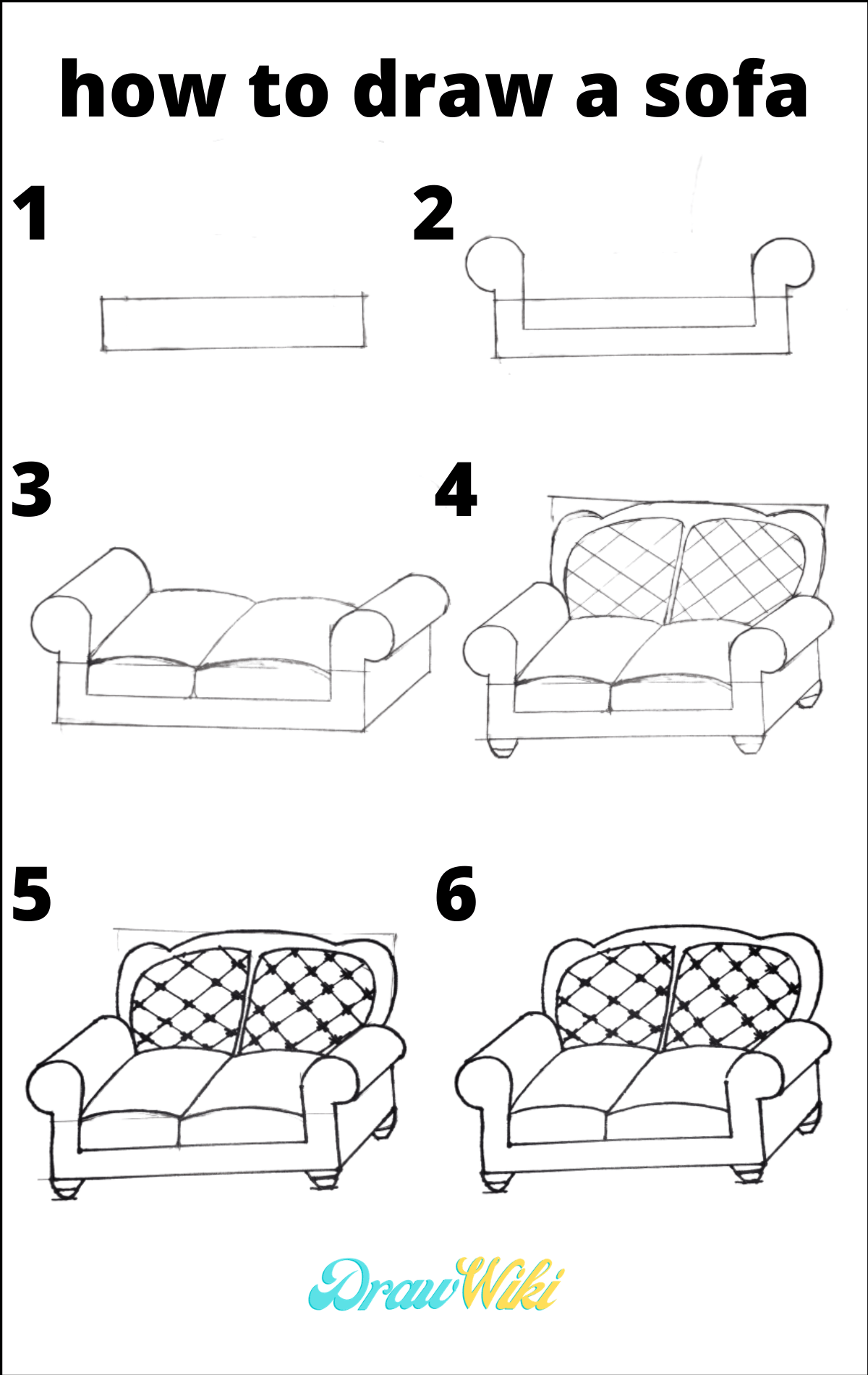 How to Draw a Couch Step by Step Guides for Grownup Drawwiki