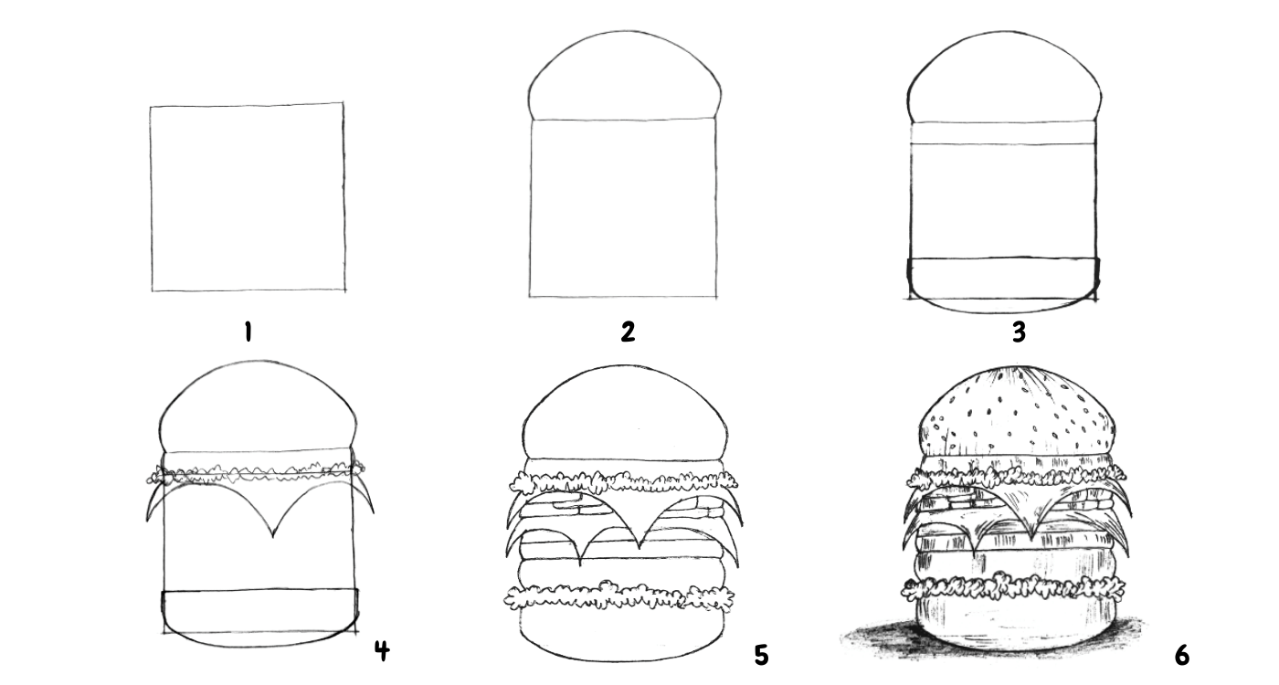 How to Draw a Burger Step by Step