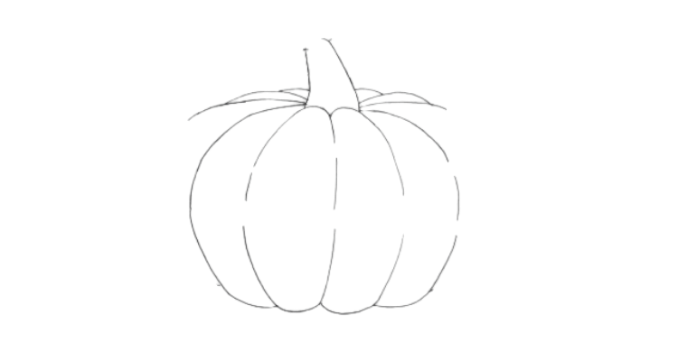 How to draw a pumpkin step 4