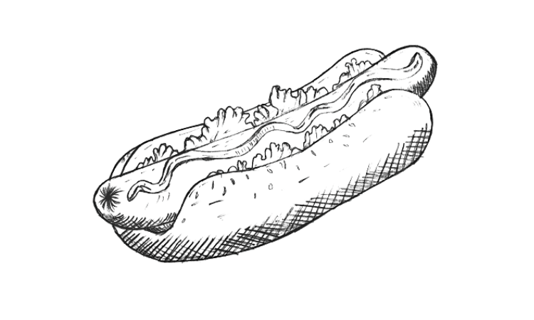 How to Draw Hotdog Step 5, Hotdog drawing